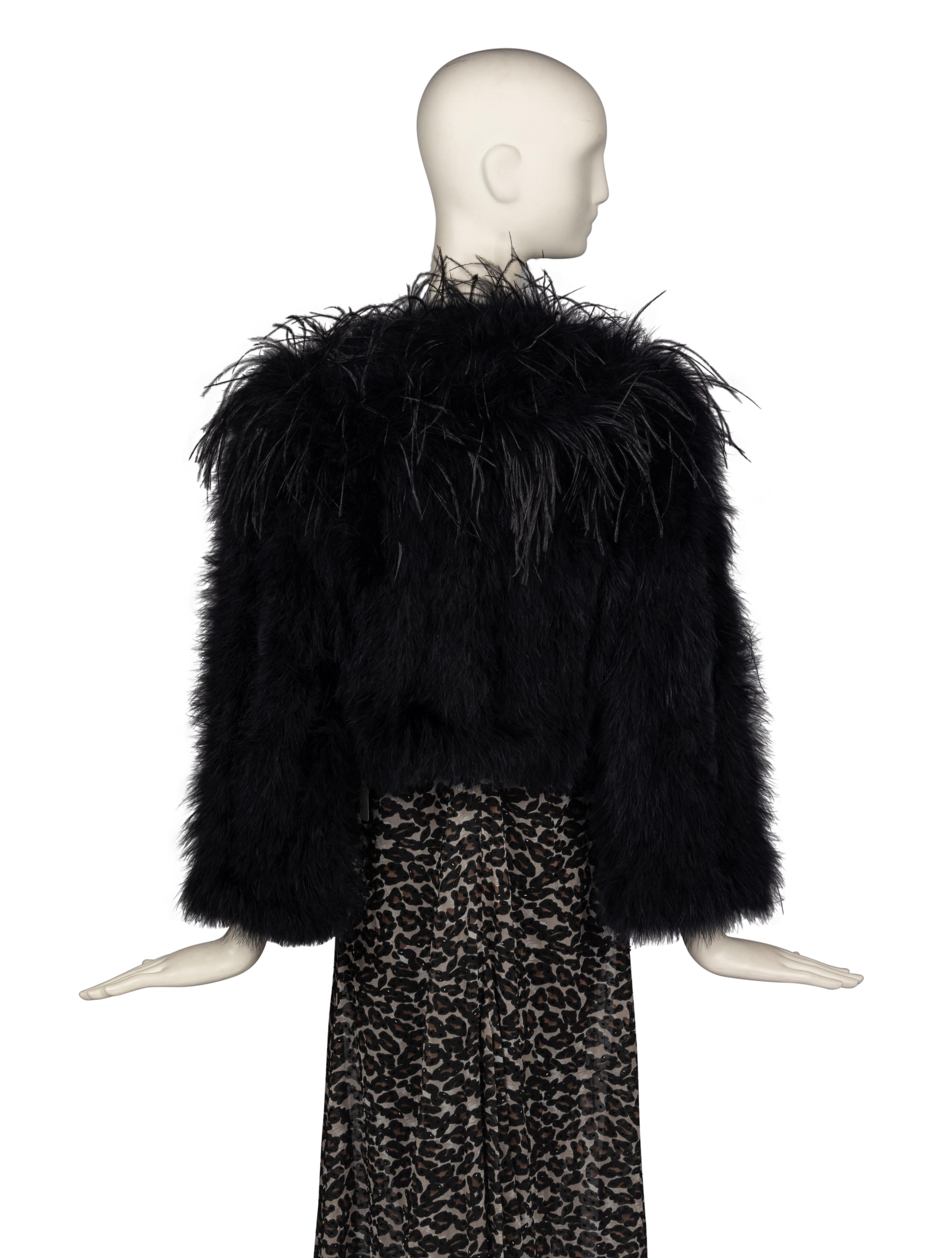 Bob Mackie Beaded Leopard Print Dress & Feather Jackets