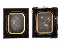 [EARLY PHOTOGRAPHY]. 8 likely European daguerreotype portraits of groups in passe partout mounts.