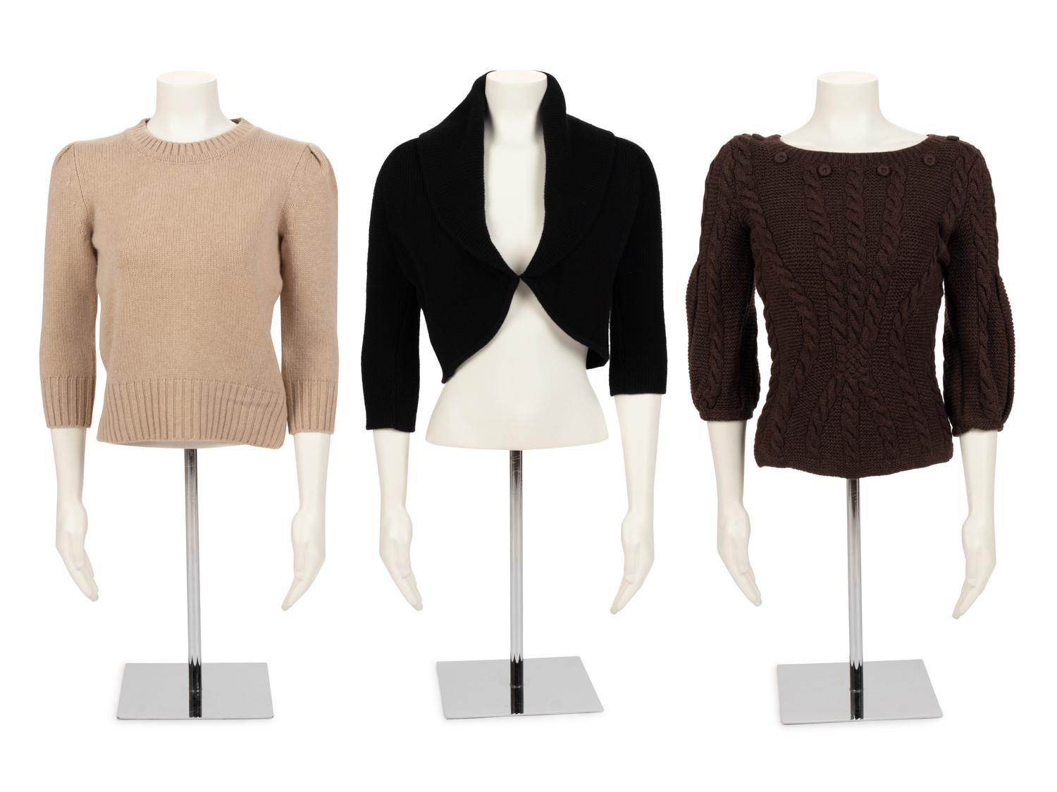 Three Oscar de la Renta Knit Tops: One Bolero, Two Sweaters, Fall 2006-2007