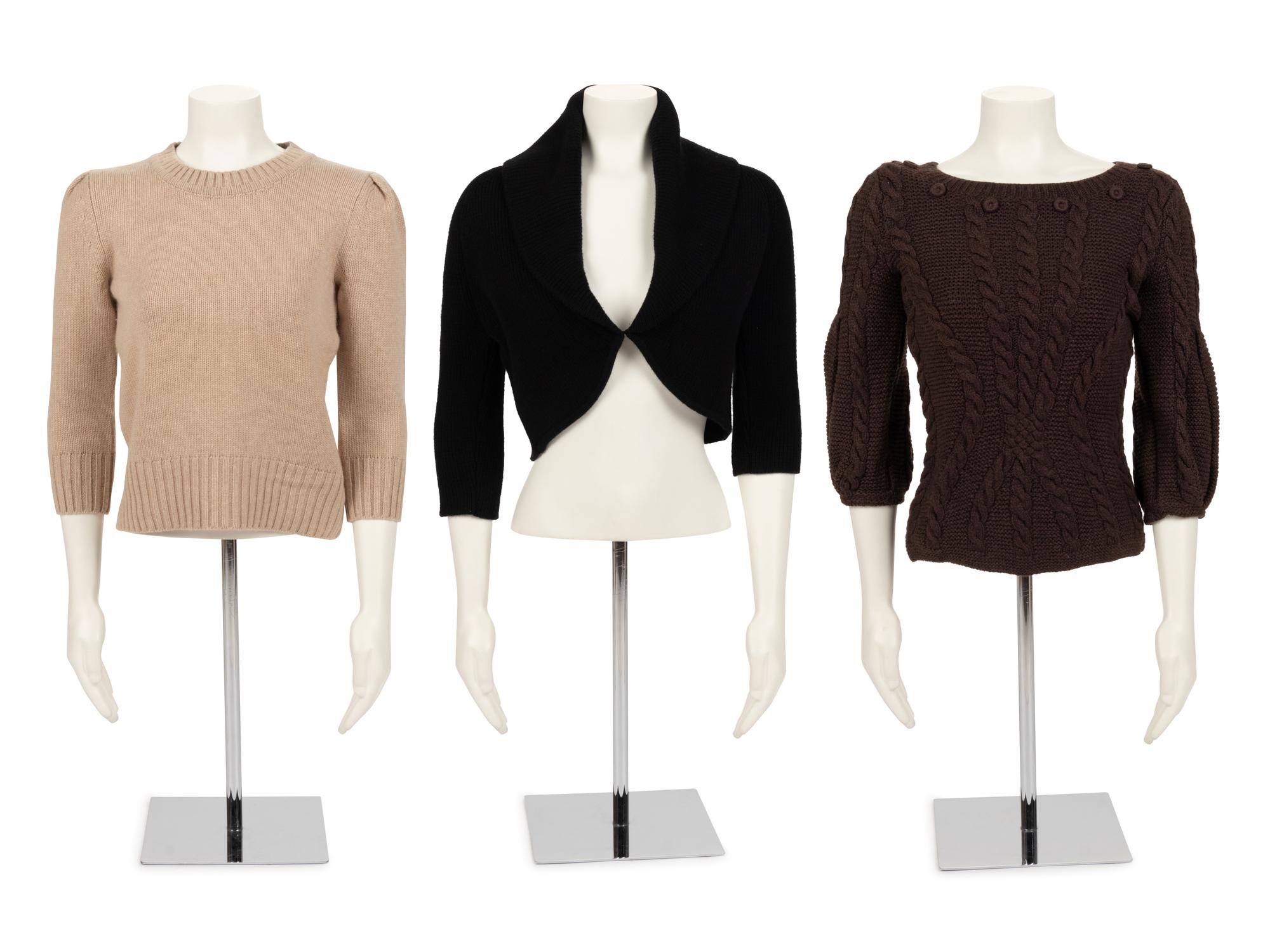 Three Oscar de la Renta Knit Tops: One Bolero, Two Sweaters, Fall 2006-2007