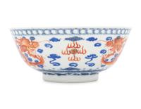 An Iron Red Decorated Underglazed Blue Porcelain Bowl