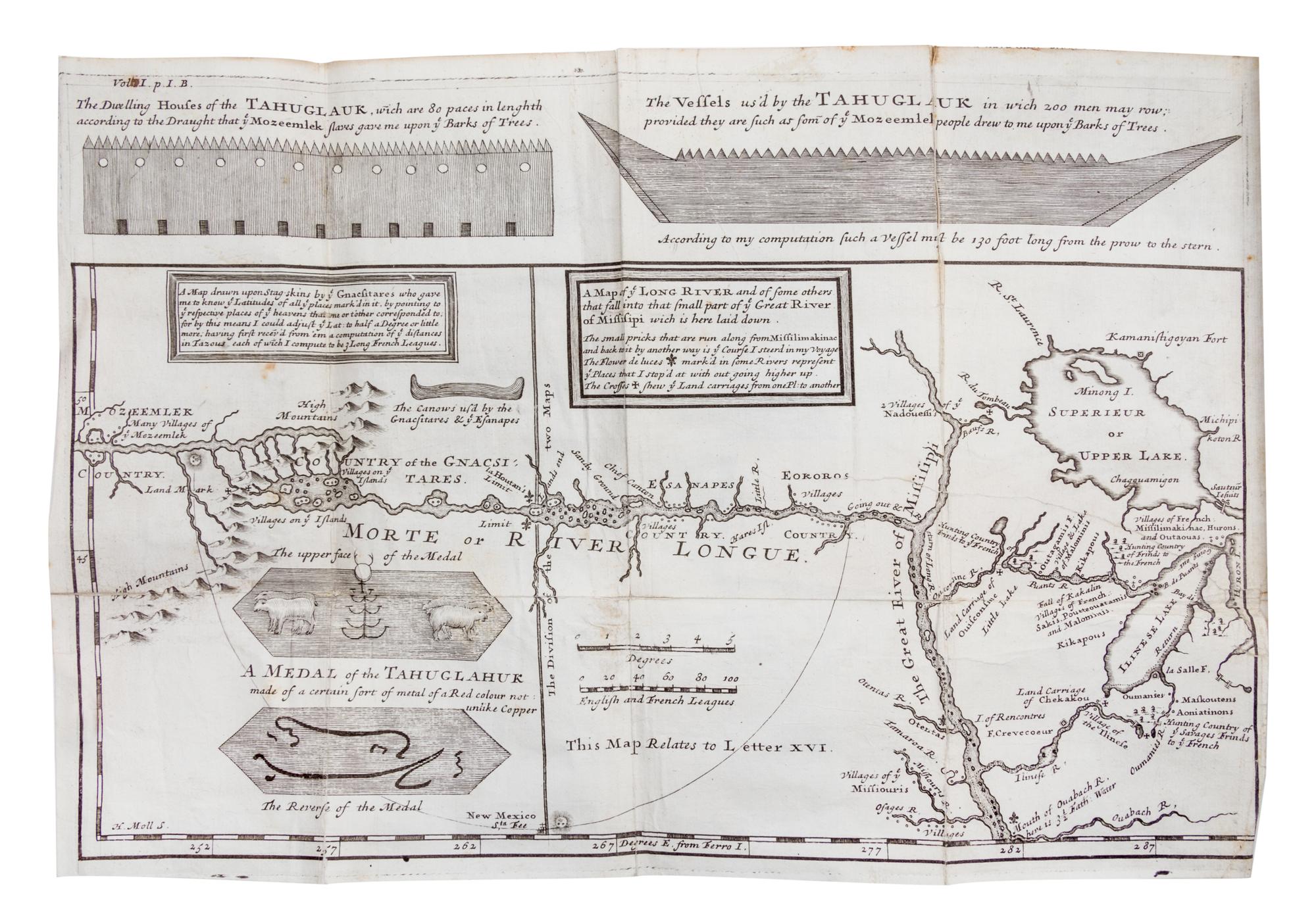 LAHONTAN, LOUIS ARMAND. New Voyages to North America. London, 1703. First English-language edition. 2 vols.