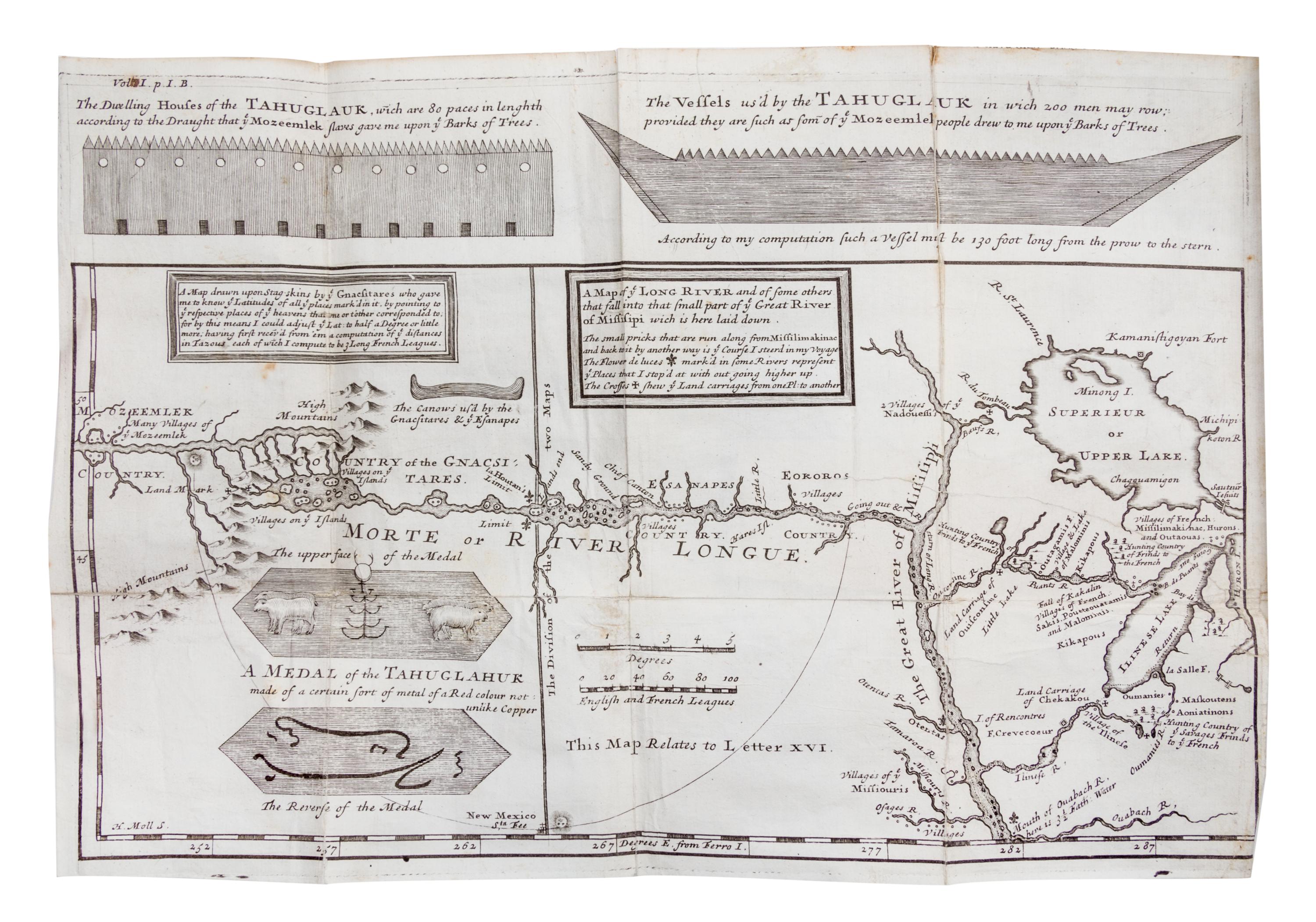 LAHONTAN, LOUIS ARMAND. New Voyages to North America. London, 1703. First English-language edition. 2 vols.