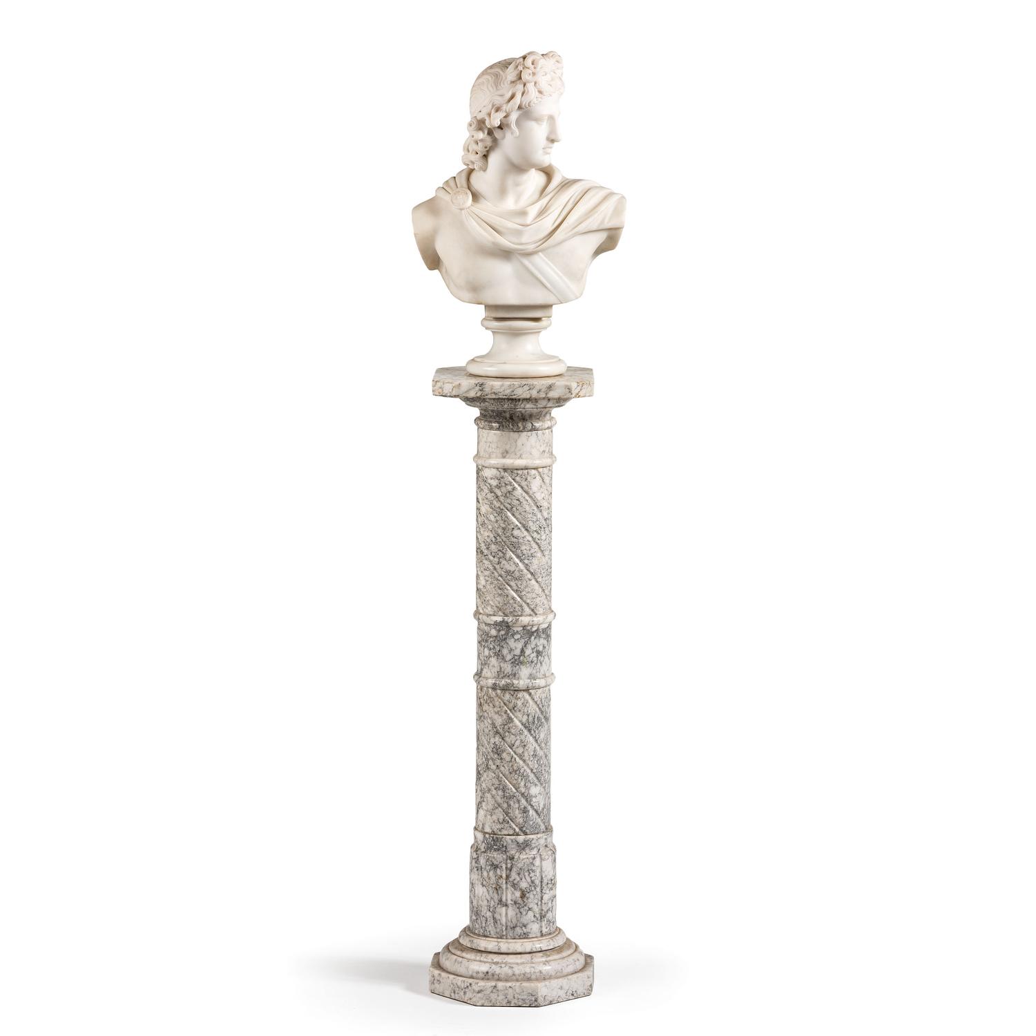 A Continental Marble Bust of Apollo