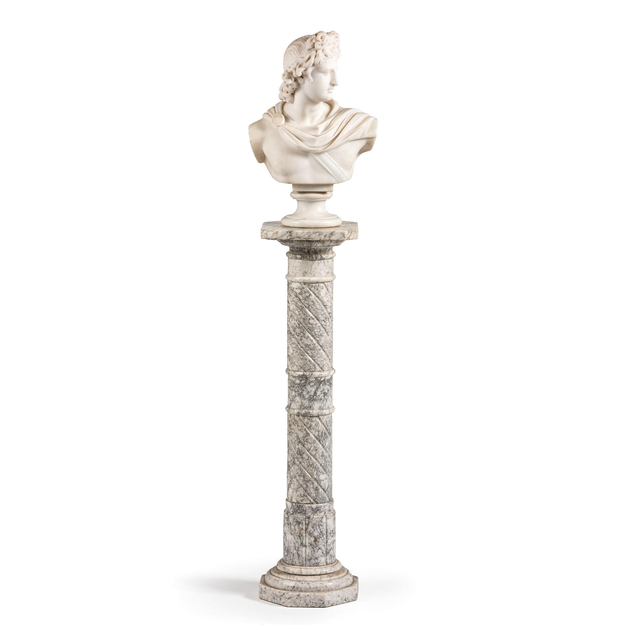 A Continental Marble Bust of Apollo