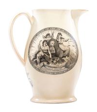 A Rare Liverpool Transfer-Printed Creamware 'John Adams' Pitcher