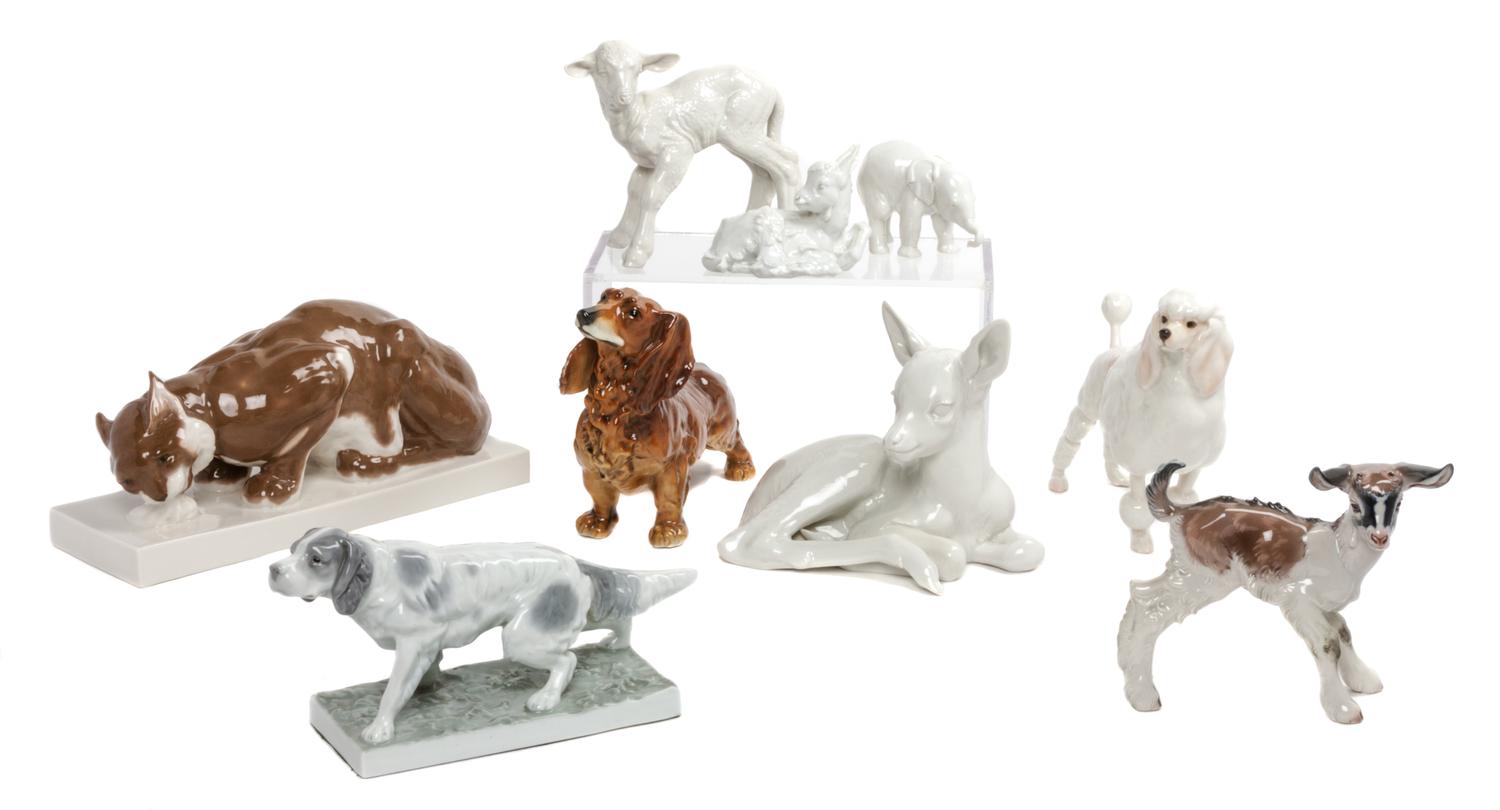 Nine German Porcelain Figures Width of widest 11 1/2 inches. — 20TH CENTURY