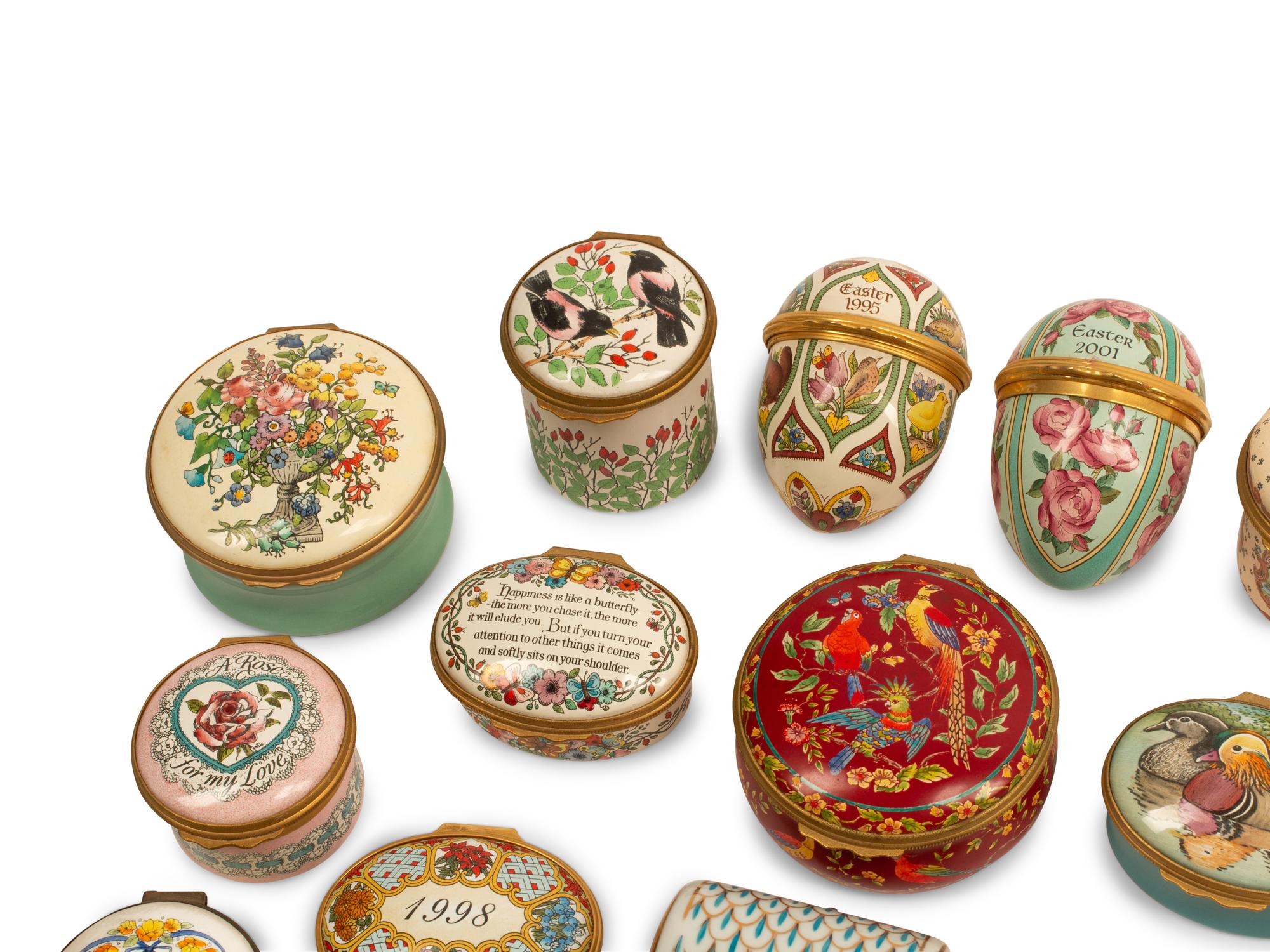 A Collection of Enameled Small Boxes