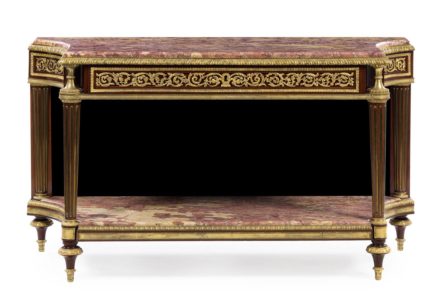A Louis XVI Gilt Bronze Mounted Mahogany Console Desserte Attributed to Bernard Molitor — ATTRIBUTED TO BERNARD MOLITOR (1755-1833), LATE 18TH CENTURY