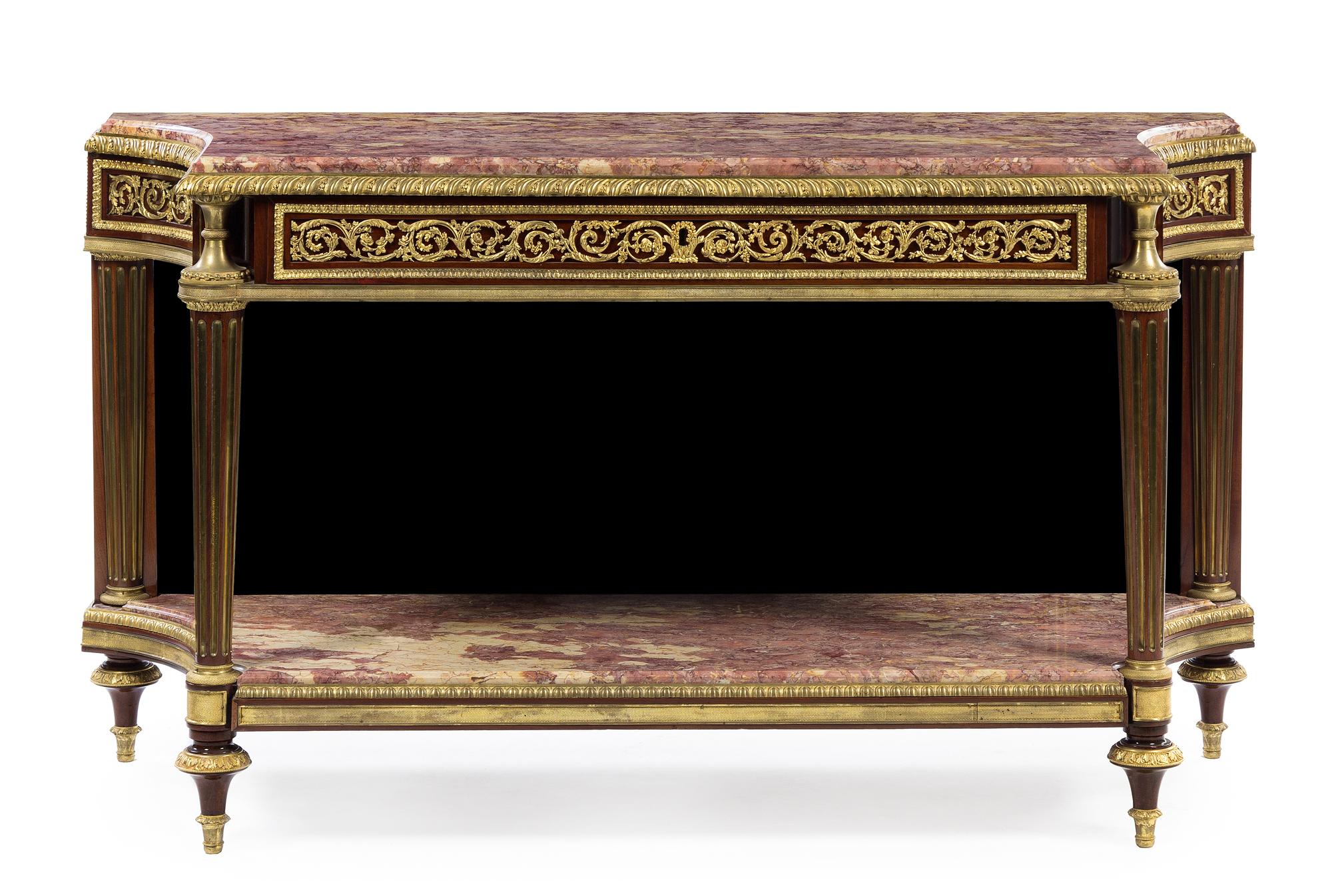 A Louis XVI Gilt Bronze Mounted Mahogany Console Desserte Attributed to Bernard Molitor — ATTRIBUTED TO BERNARD MOLITOR (1755-1833), LATE 18TH CENTURY