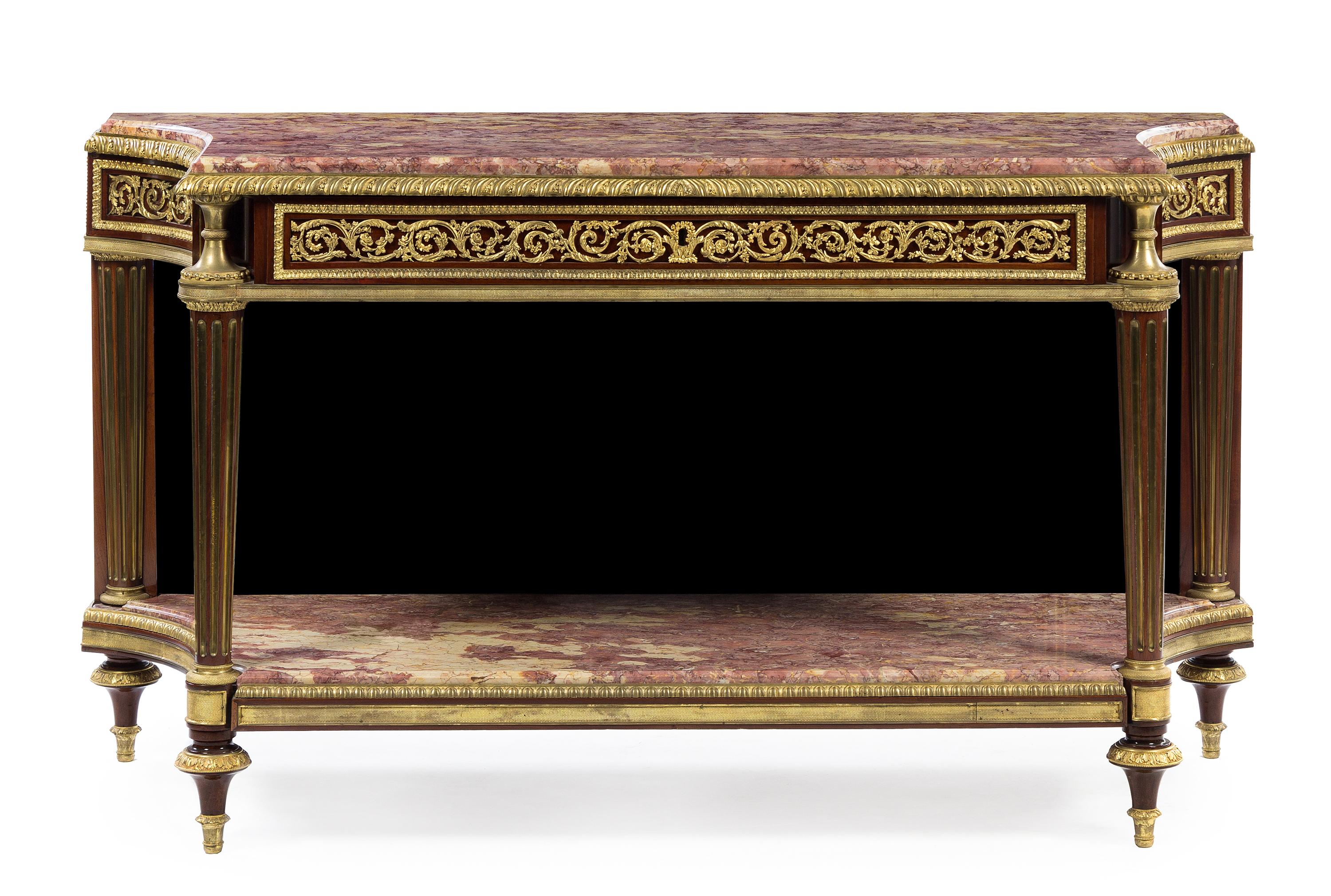 A Louis XVI Gilt Bronze Mounted Mahogany Console Desserte Attributed to Bernard Molitor — ATTRIBUTED TO BERNARD MOLITOR (1755-1833), LATE 18TH CENTURY