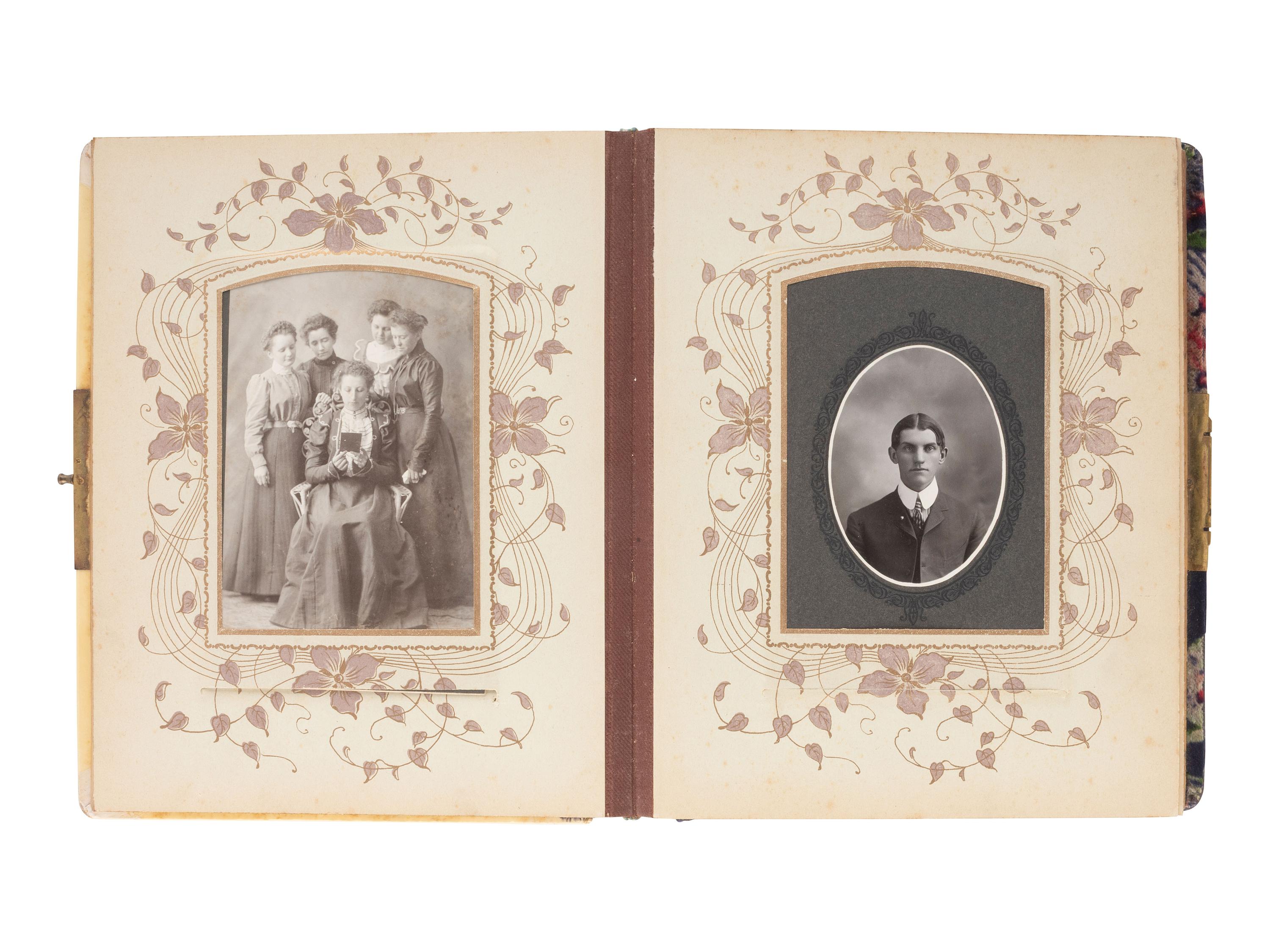 [EARLY PHOTOGRAPHY]. Four albums containing CDVs, tintypes, and cabinet cards of varying subjects.
