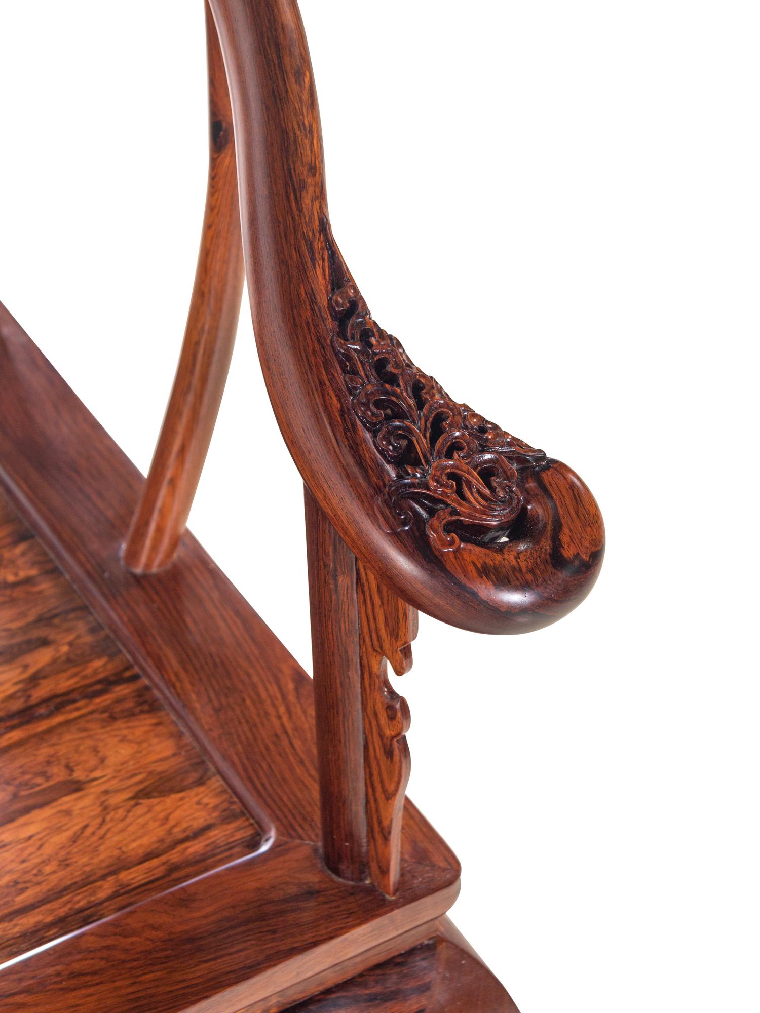 A Pair of Huanghuali Chair and Side Stand