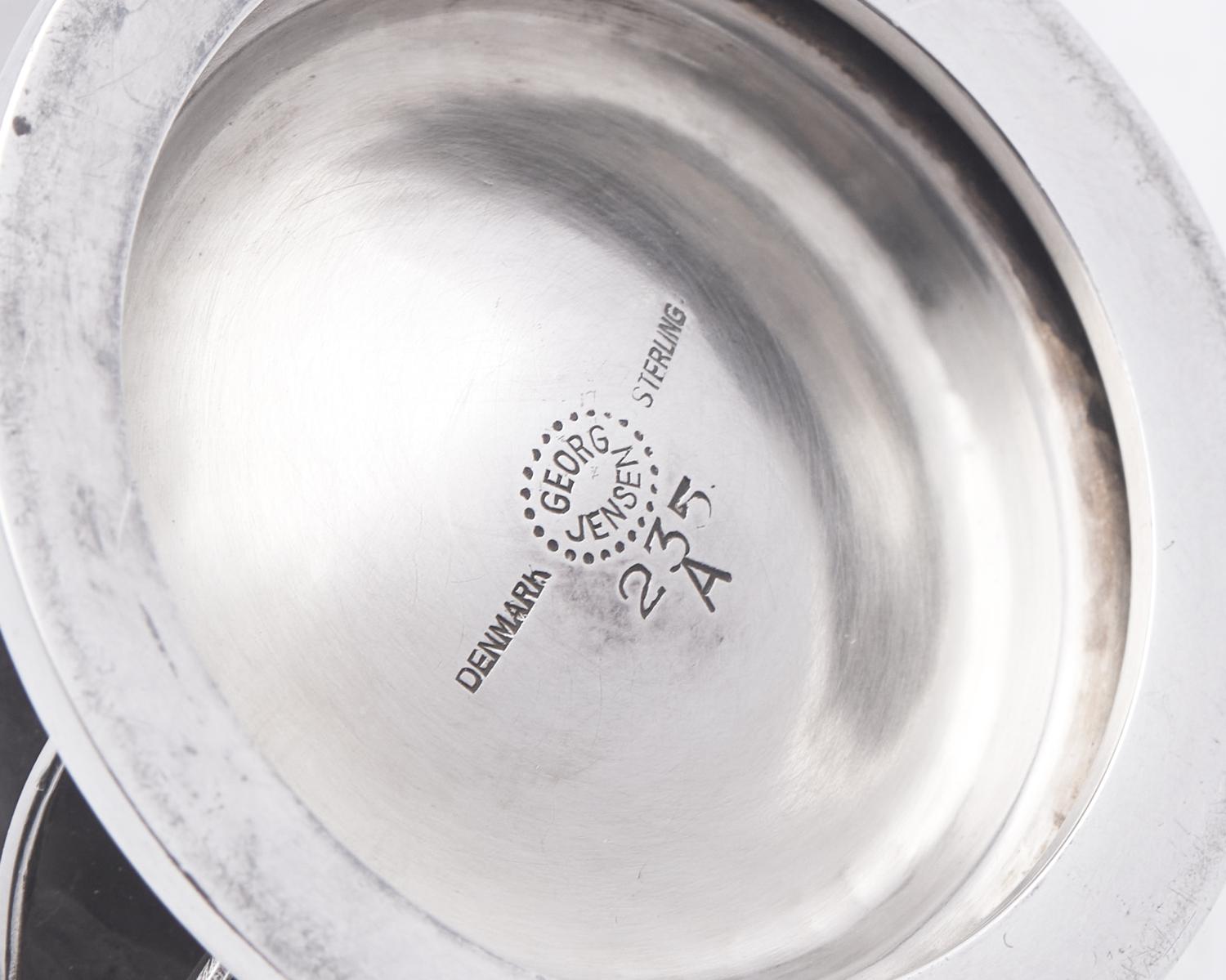 A Georg Jensen Silver Creamer and Sugar with Tray