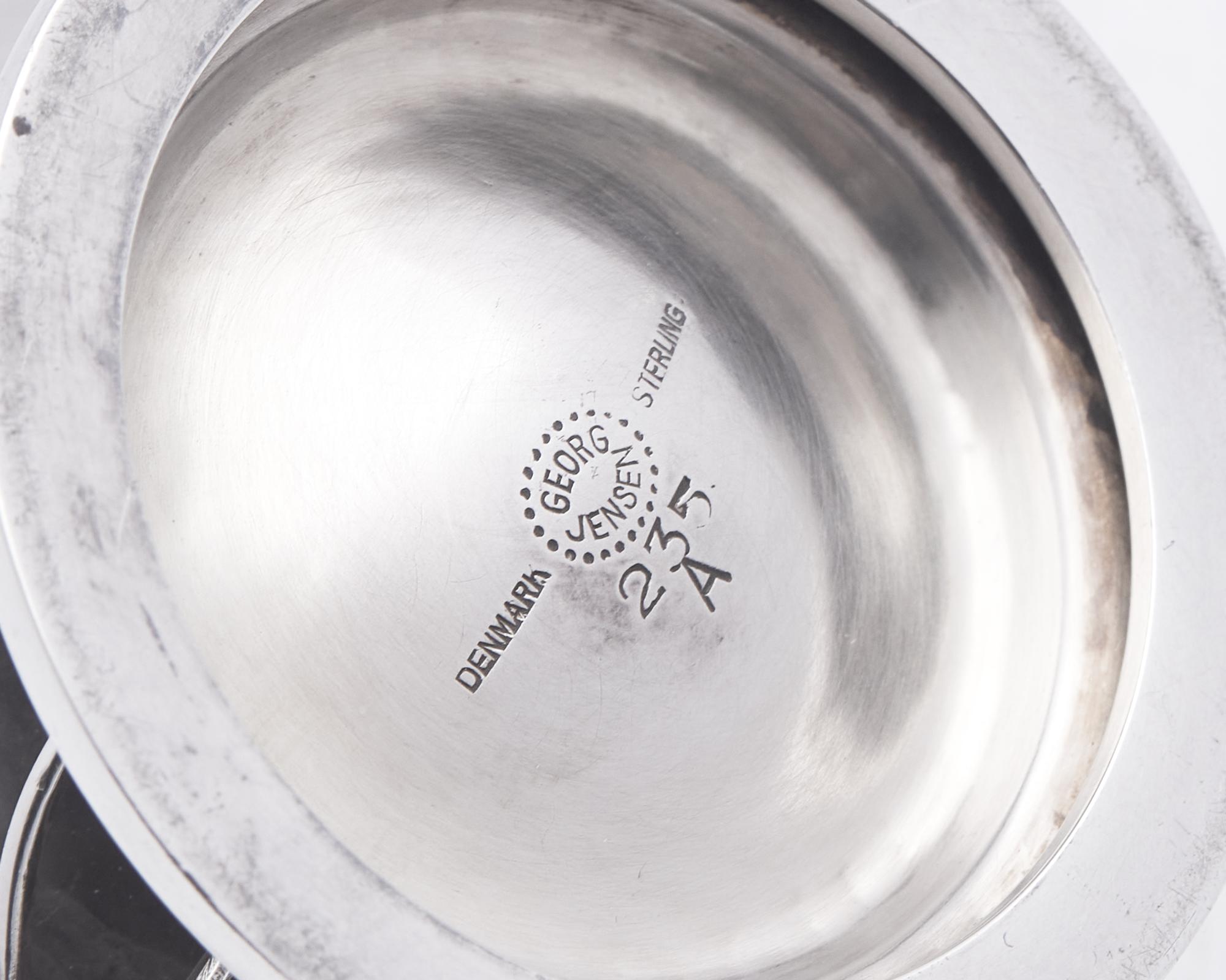 A Georg Jensen Silver Creamer and Sugar with Tray