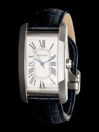 CARTIER, STAINLESS STEEL LARGE 'TANK AMÉRICAINE' AUTOMATIC WATCH