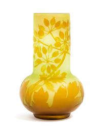 Emile Galle, (French, 1846-1904), a cameo glass cabinet vase, with floral decoration
