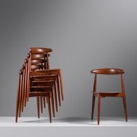 Set of Six Heart Dining Chairs, model FH-4103, c. 1960 Fritz Hansen, Denmark