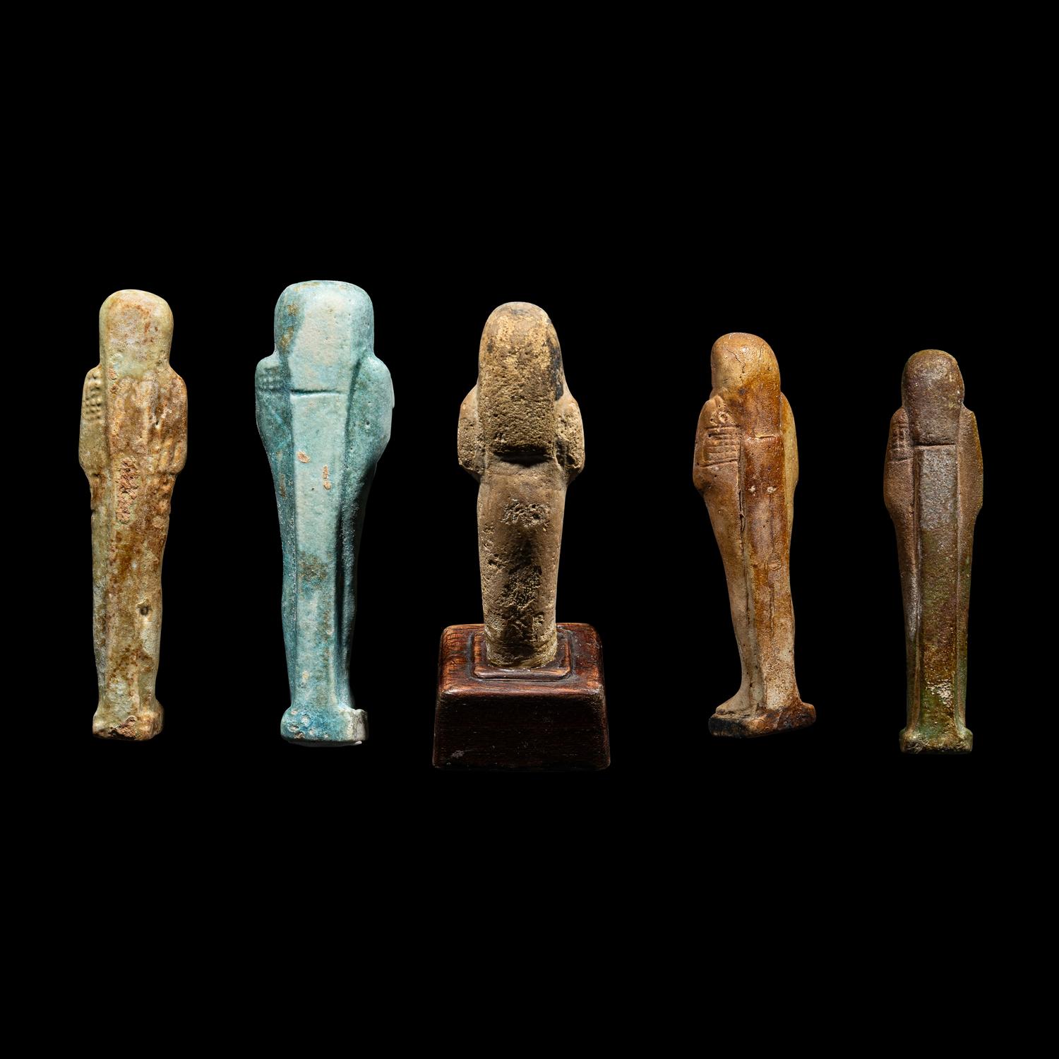 Five Egyptian Faience Ushabtis