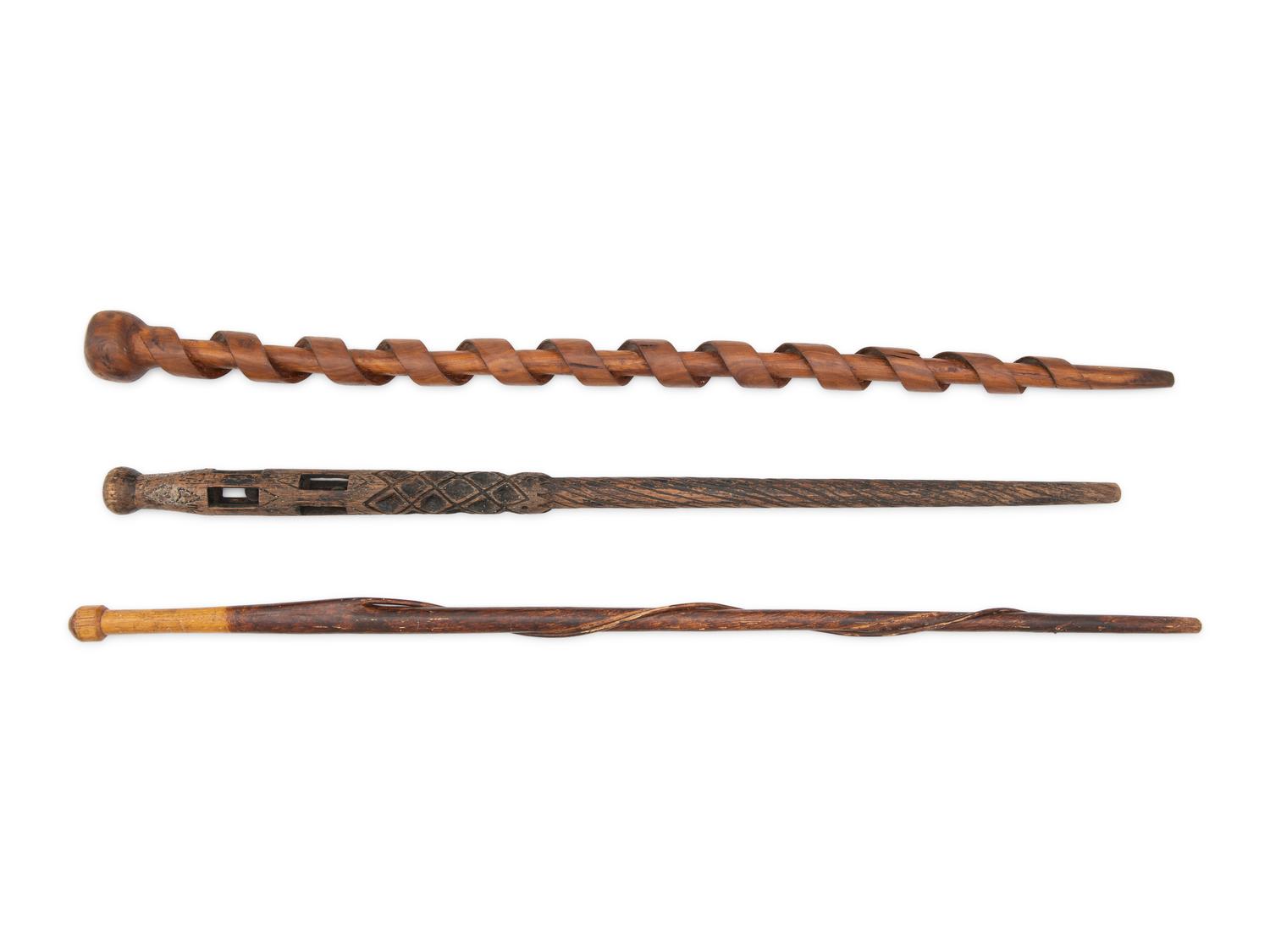 Three Carved Folk Art Canes