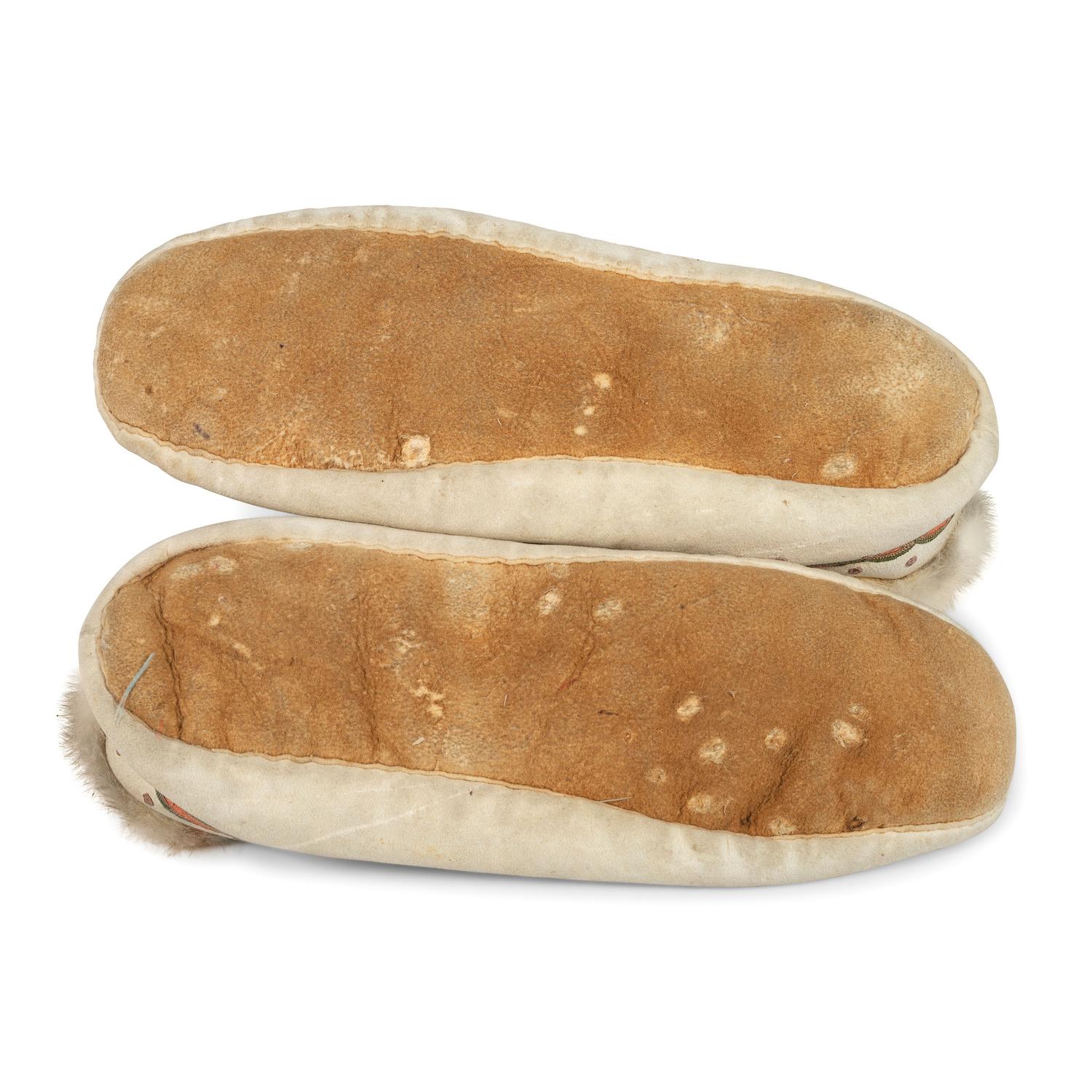 Metis Cree Embroidered Hide Moccasins