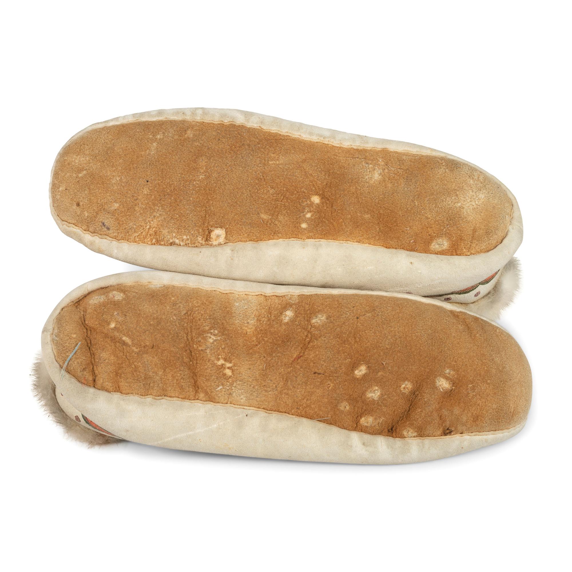 Metis Cree Embroidered Hide Moccasins