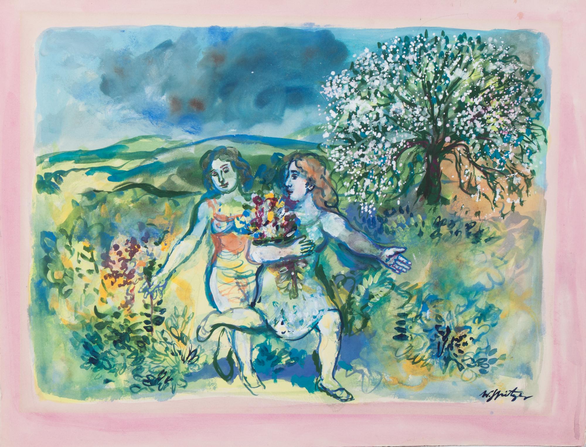 Walter Spitzer, (Polish, b. 1927), Flower Girls