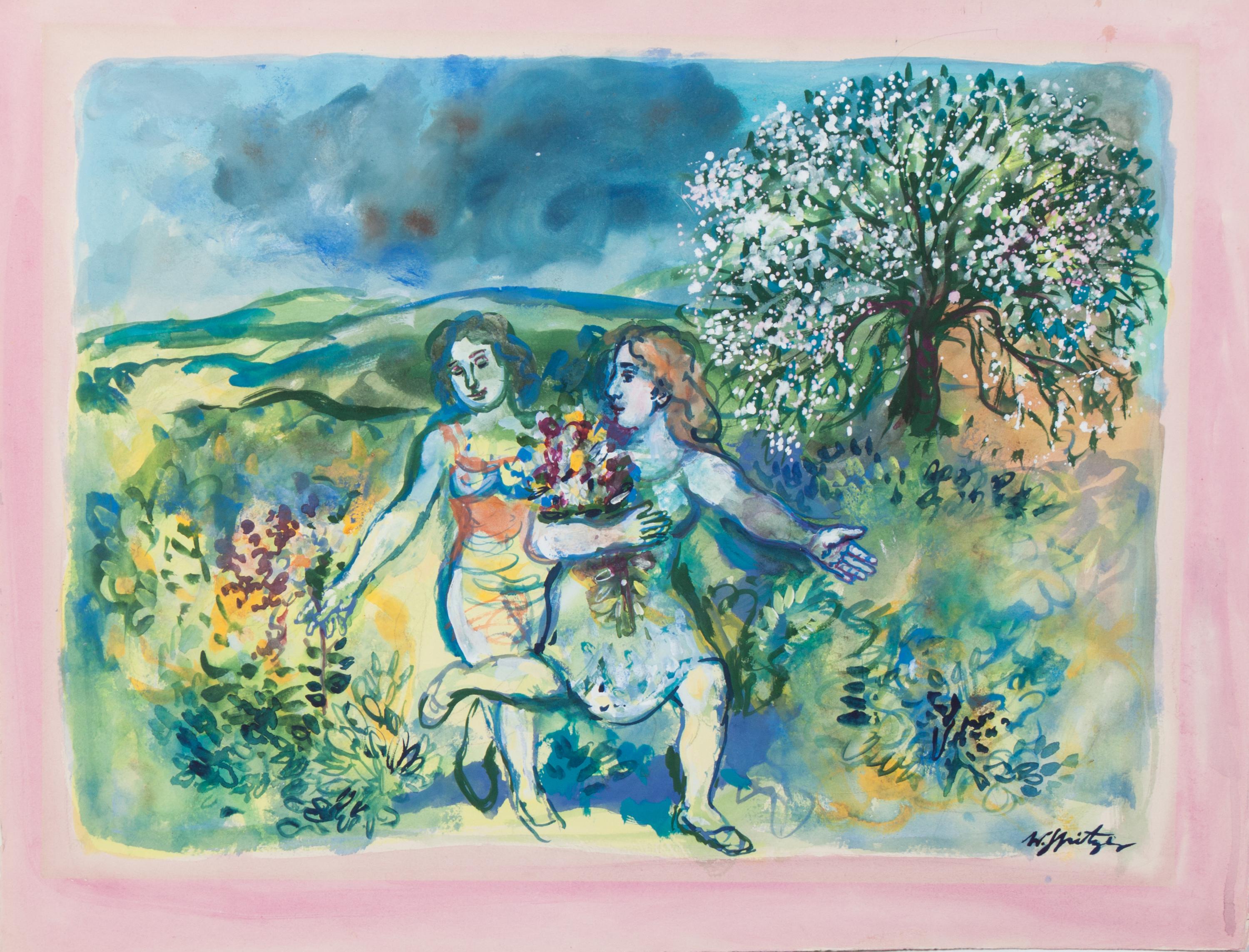 Walter Spitzer, (Polish, b. 1927), Flower Girls
