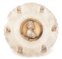 An Italian Grand Tour Carved Alabaster Plate Diameter 12 1/2 inches. — 19TH CENTURY