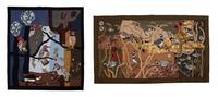 Two Hand Woven Wool Tapestry's Height of largest 61 x width 36 inches. — MARTHA MOOD (AMERICAN, 1908-1972)