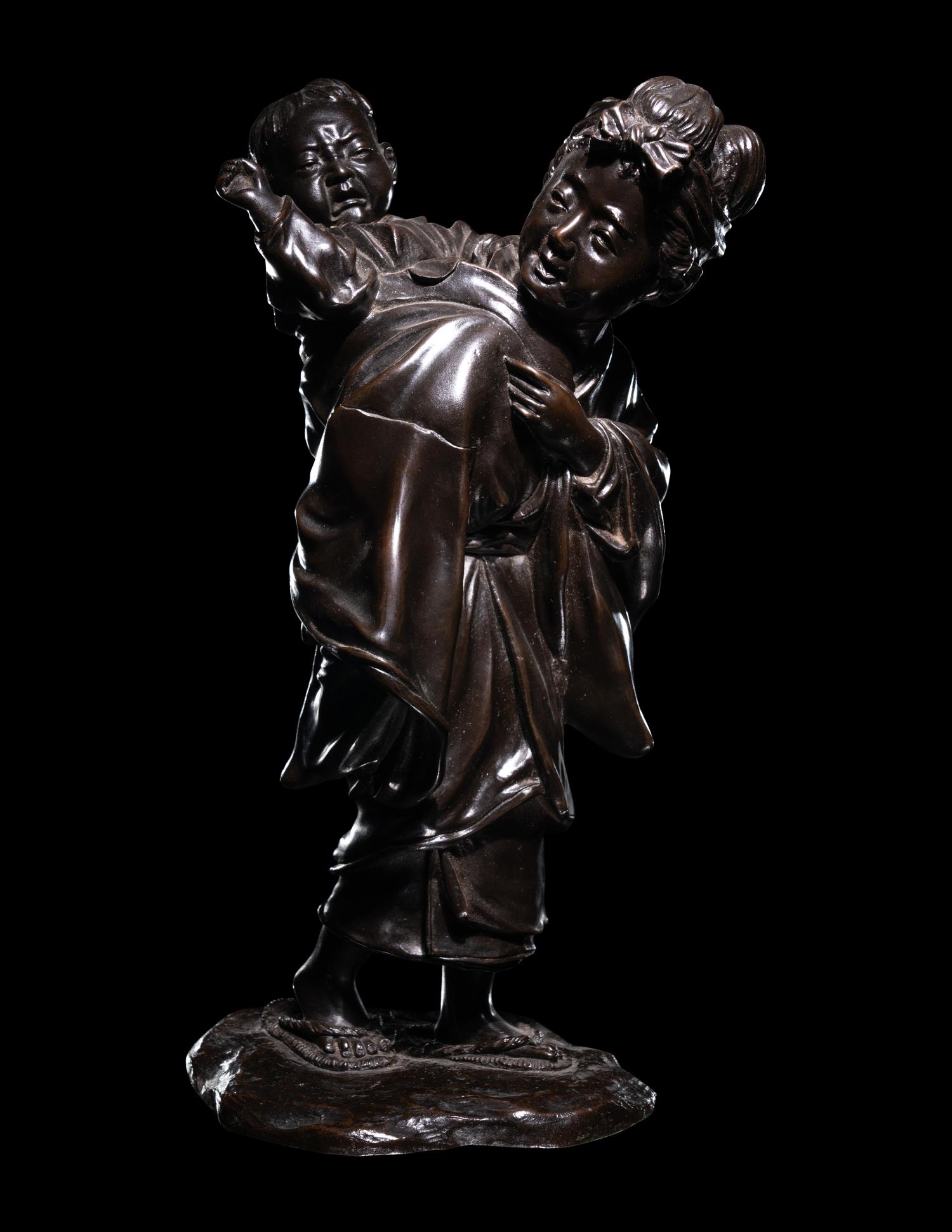 Two Japanese Bronze Figural Groups