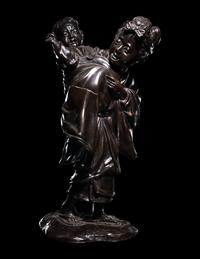 Two Japanese Bronze Figural Groups