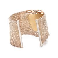 SILVER, YELLOW GOLD AND DIAMOND CUFF BRACELET