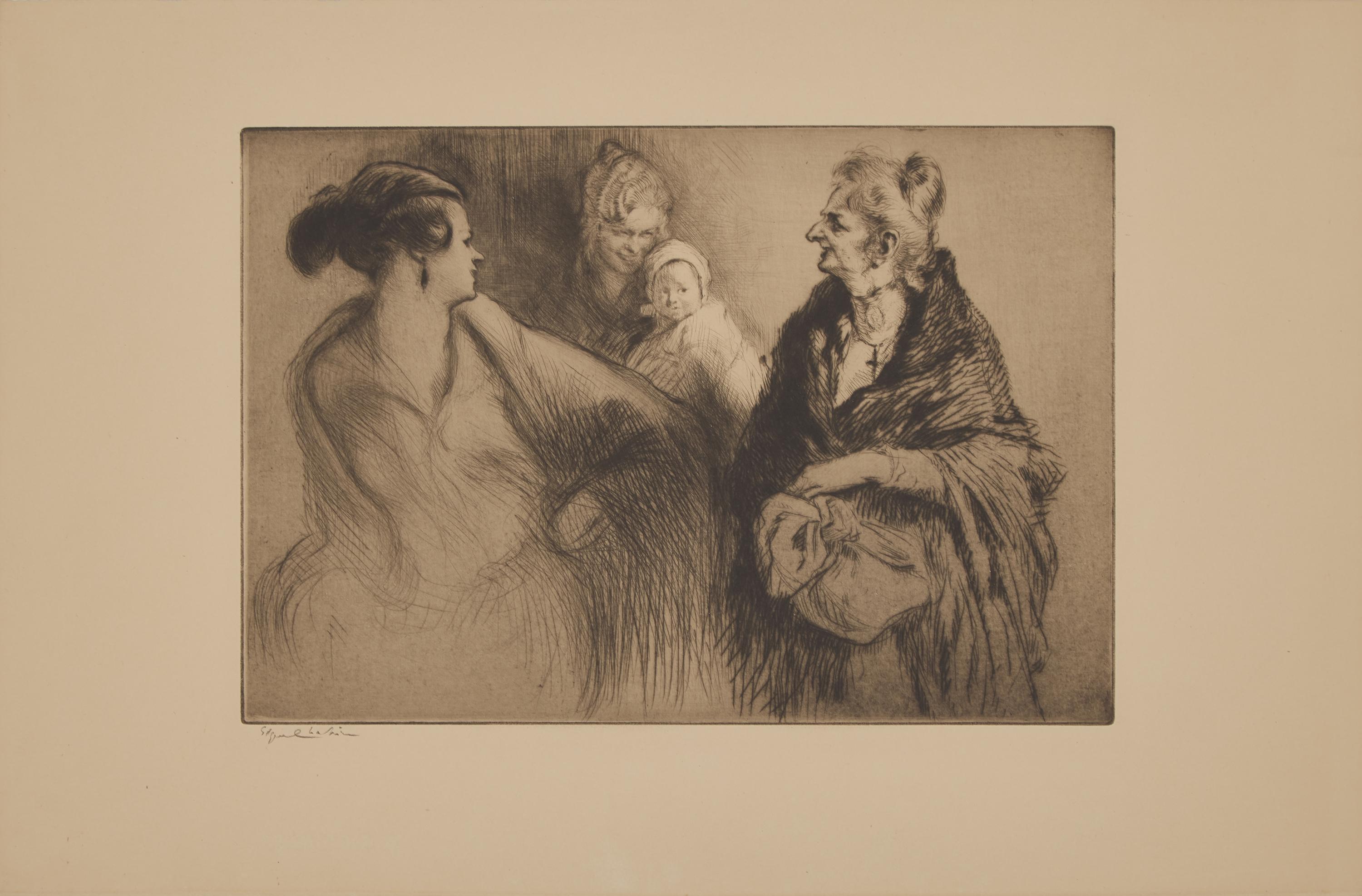 Edgar Chahine (French, 1874-1947) — Portrait of a Woman ; Together with Family Portrait (Two Works)