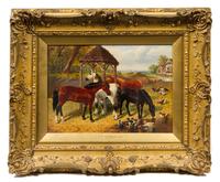 John Frederick Herring the Younger, (British, 1820-1907), Horses at Pasture