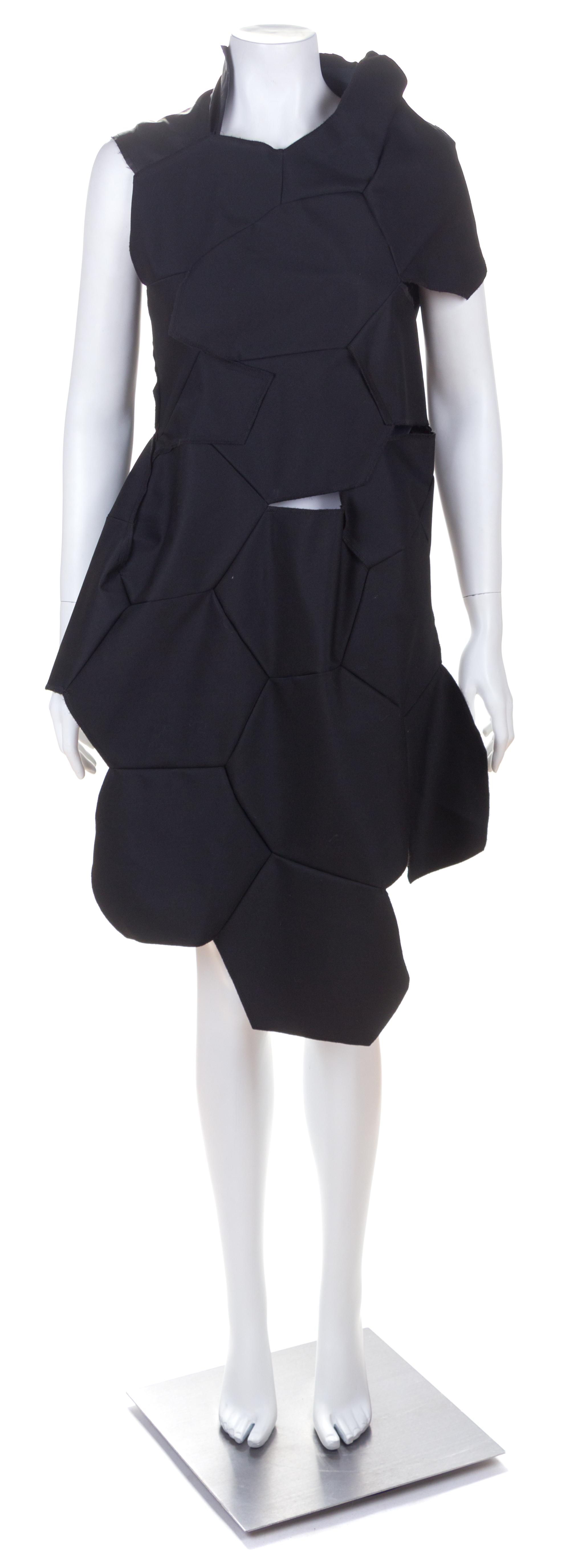 A Comme des Garcons Black Hexagonal Patch Tunic, Size S.