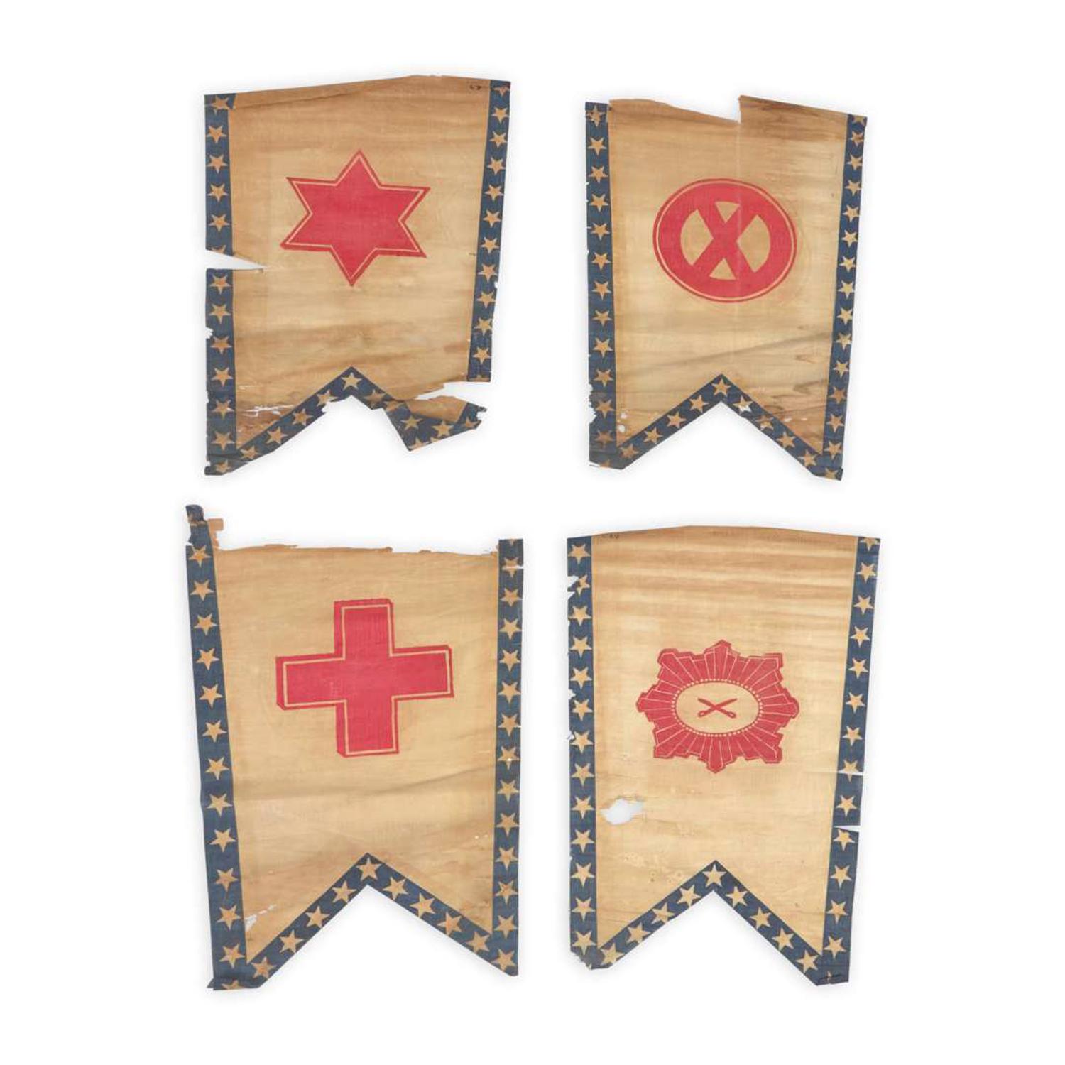 [CIVIL WAR]. A group of 21 Grand Army of the Republic Civil War Army Corps badge flags, 1870s to 1890s.