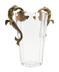 An Erté (Russian/French, 1892-1990) Gilt Bronze and Baccarat Glass Sea Maidens Vase