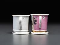 Two Porcelain Shaving Mugs Depicting Open Touring Cars