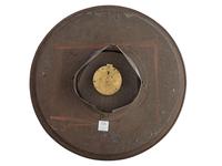 A French Painted and Parcel Gilt Tin Shop Wall Clock
