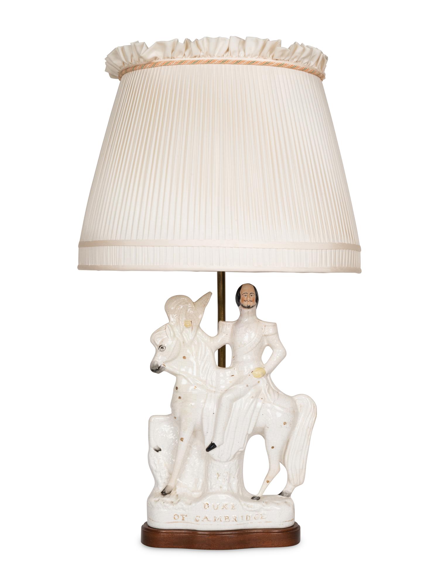 A Pair of Large Staffordshire Figures Depicting The Duke and Duchess of Cambridge and Associated Staffordshire Dog
