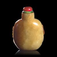 A Chinese "Suzhou School" Carved Jade "Monkey" Snuff Bottle