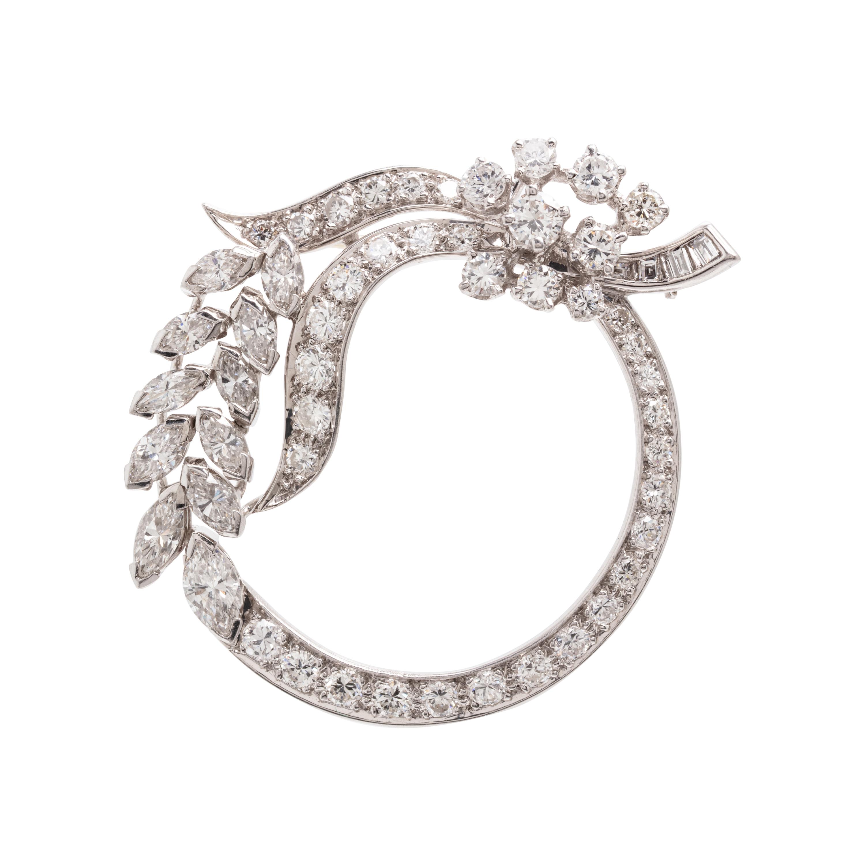 Diamond and Platinum Pendant Brooch