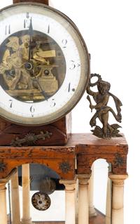 An Austrian Empire Style Gilt Metal and Alabaster Mounted Mantel Clock with Automation