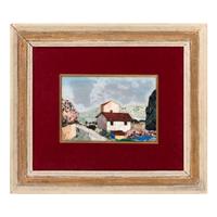 Pietra Dura Plaque Depicting a Landscape Scene with House