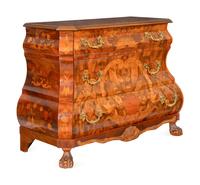 A Dutch Baroque Style Walnut and Marquetry Chest of Drawers