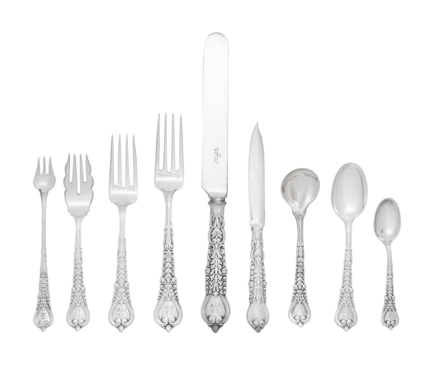 A Tiffany and Co. Florentine Silver Flatware Service