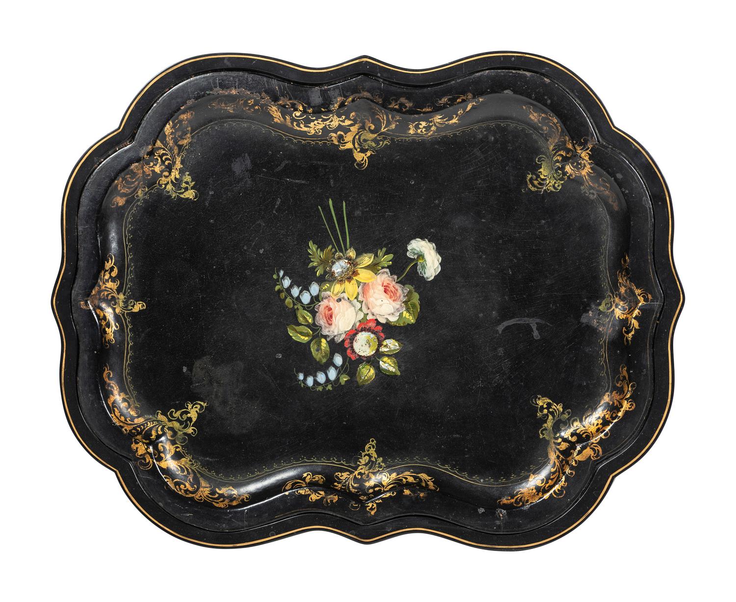 An English Black Lacquer Tray Table
