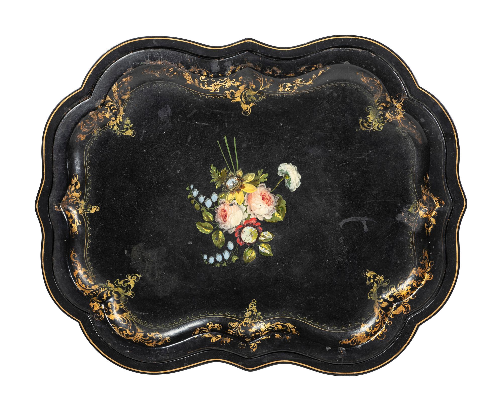 An English Black Lacquer Tray Table