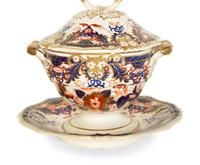 A Pair of Bloor Derby Porcelain Sauce Tureens and Stands